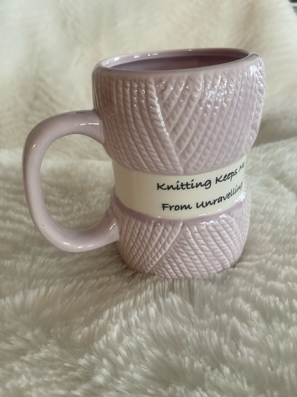 Lavender Ceramic Knit-Texture Mug with Cream Accent - Unknown Brand